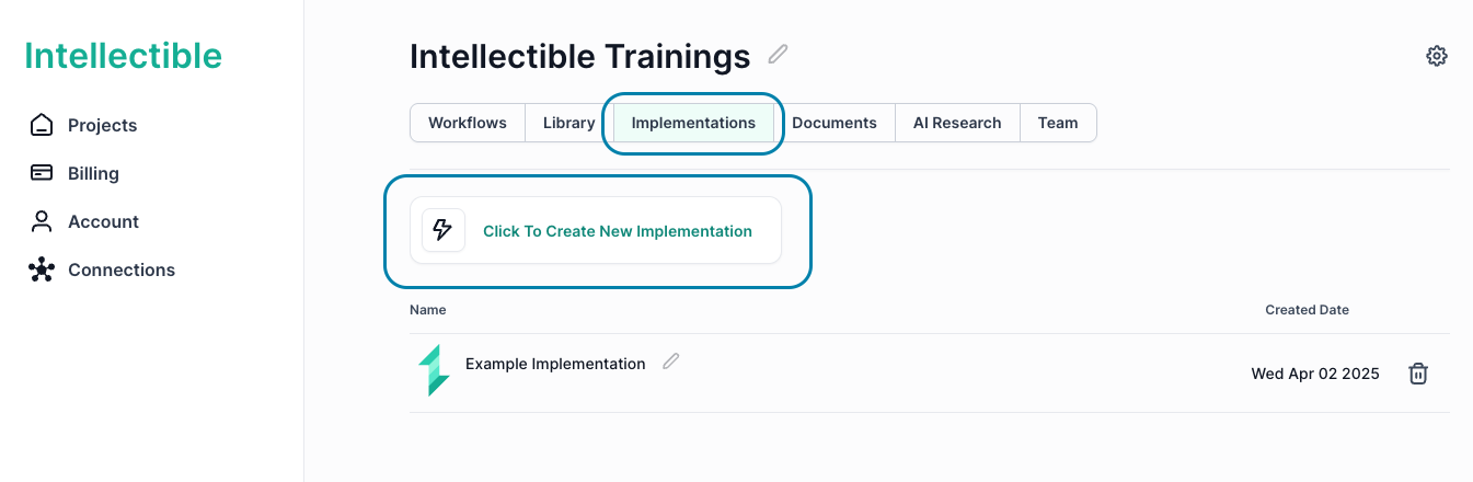 Create Implementation