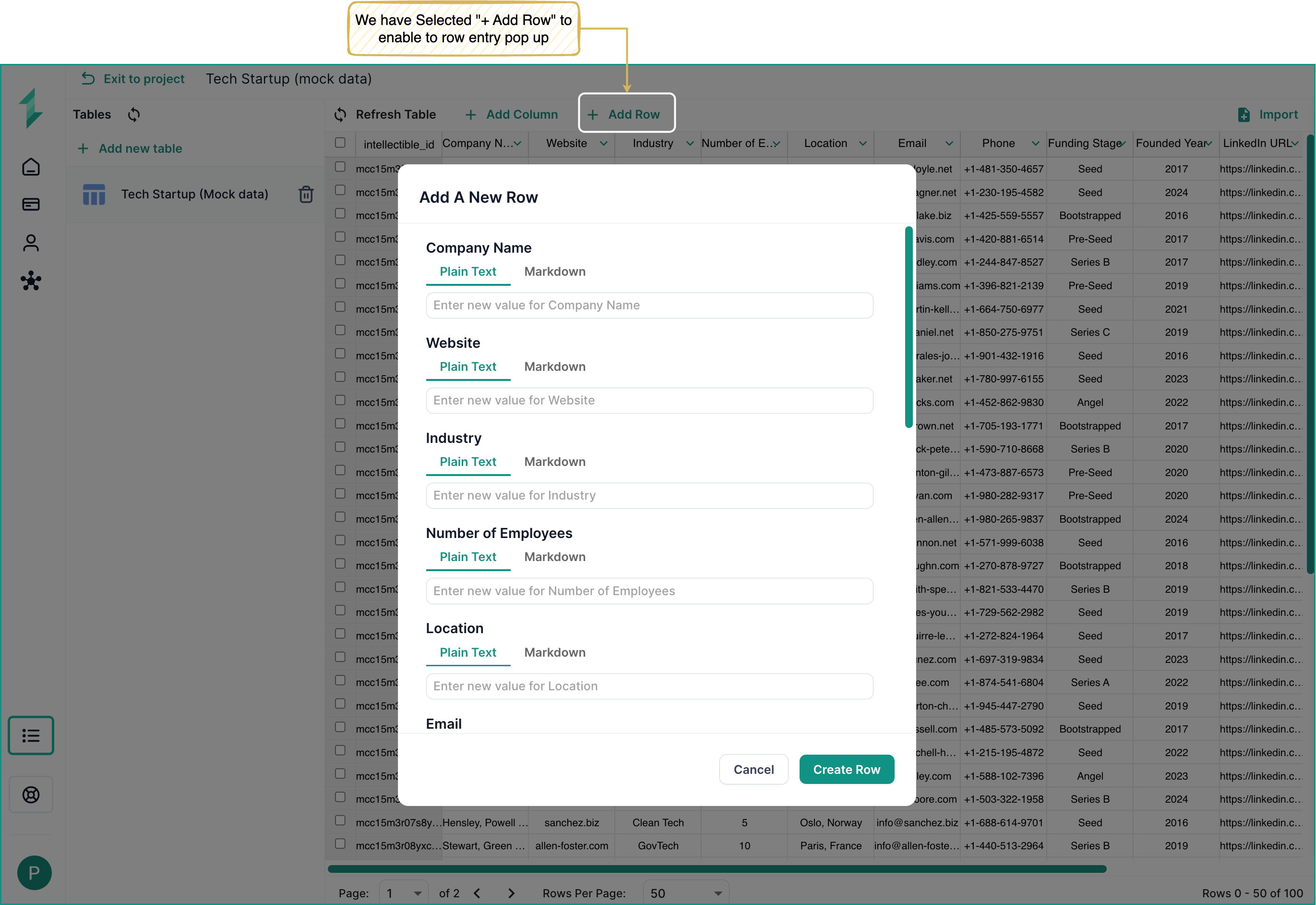 Add Row to Database