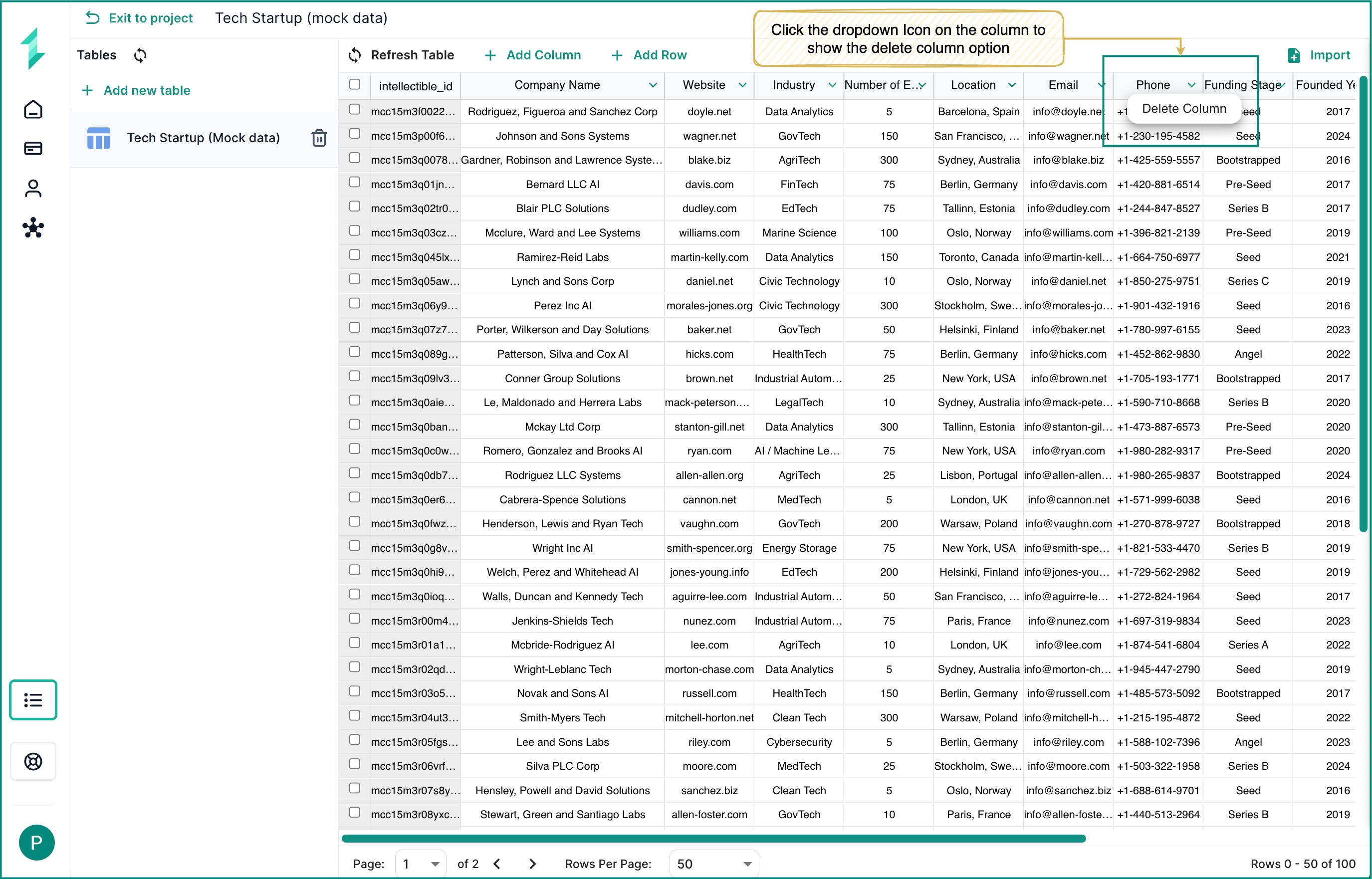 Database Delete Columns