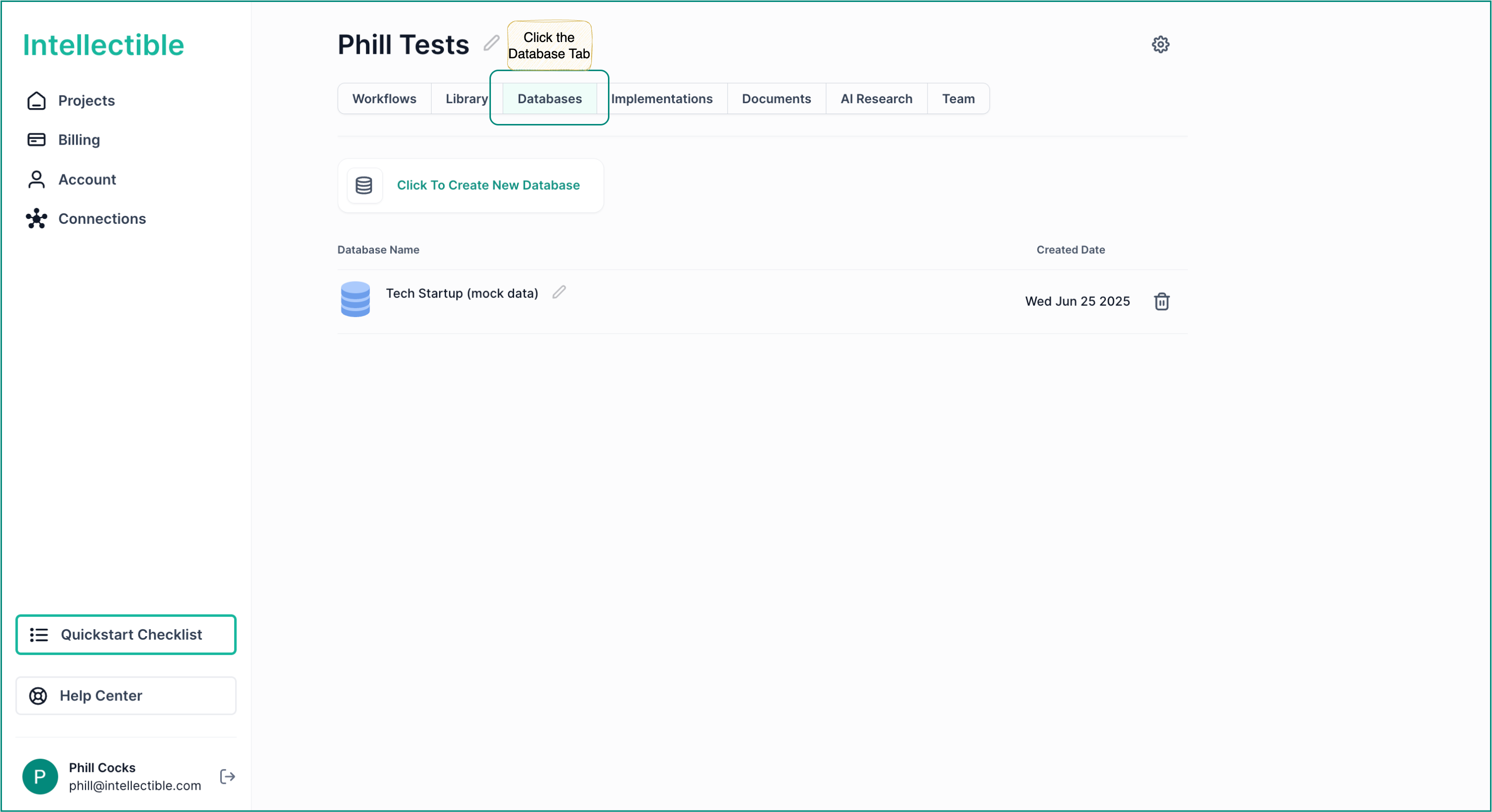 Database Tab