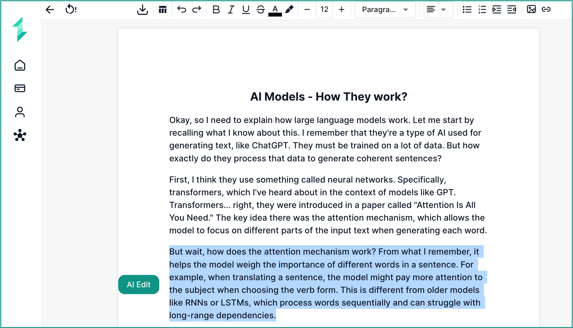 AI Edit – Highlighted Text