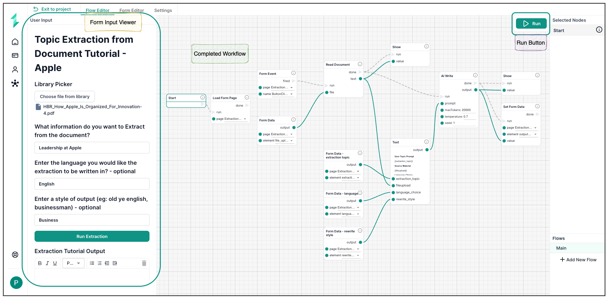 Finished Simple Extraction Workflow