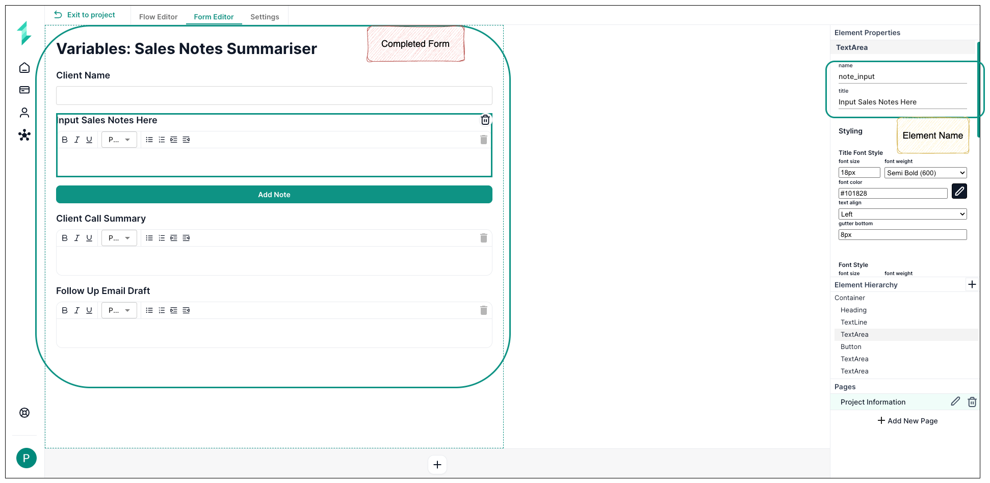Variables Form