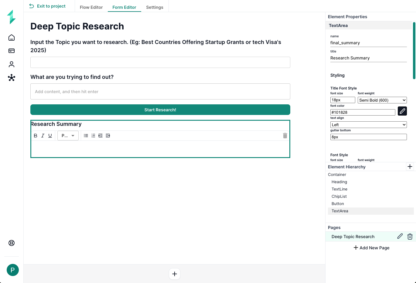 Web Research Form